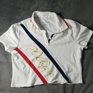 Tommy Hilfiger Cropped Raw Hemmed Polo Shirt
